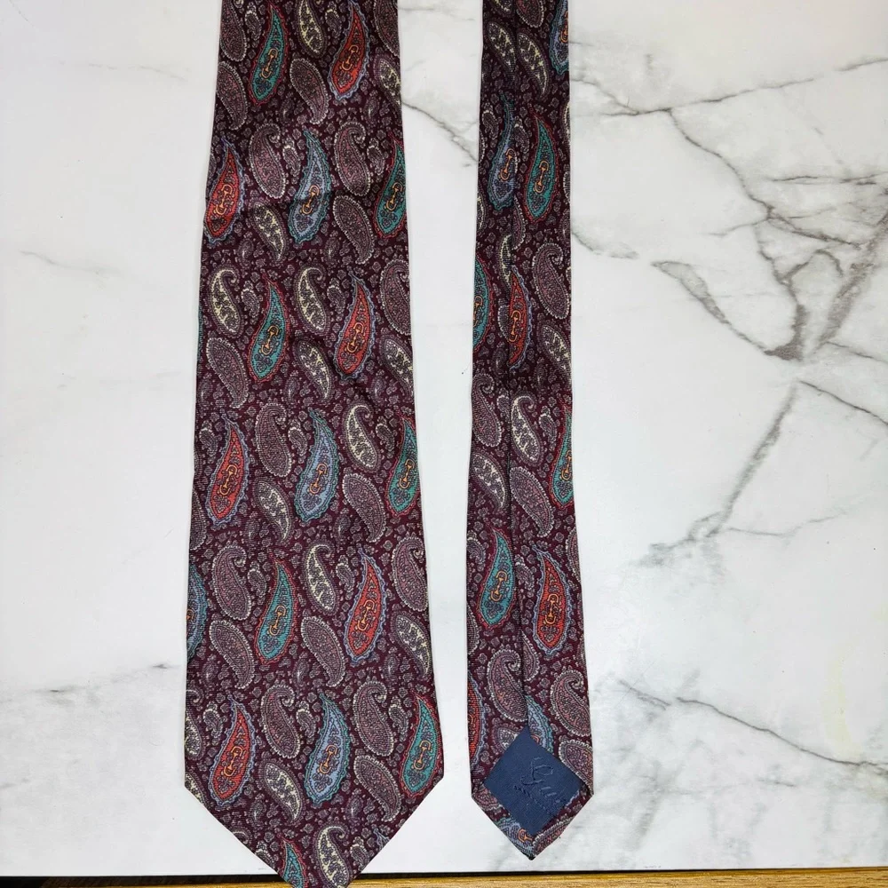 Vintage Gucci Horsebit Jacquard Paisley Design Men’s‎ Silk Tie